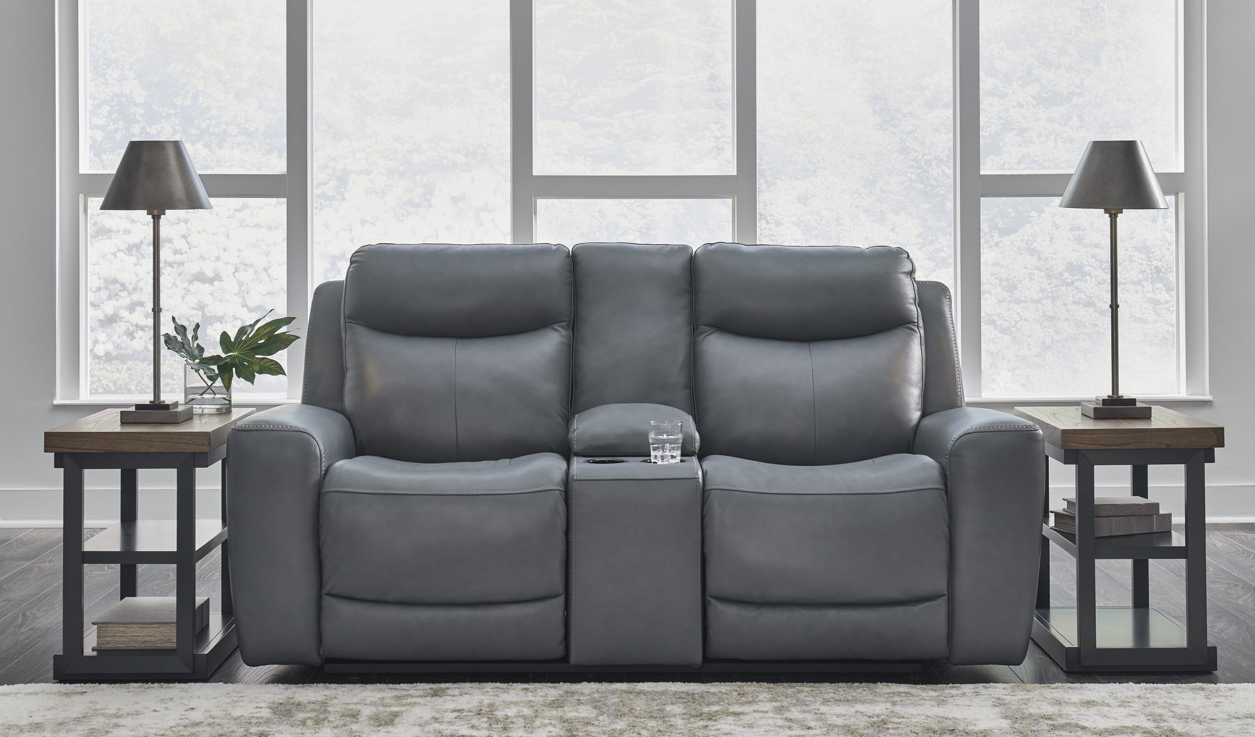 Mindanao Genuine Leather 3 Piece Recliner Set In Steel