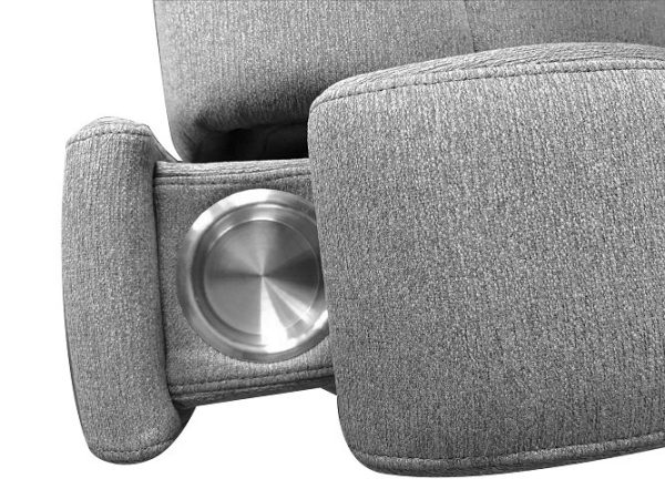 Erik 3pc Power Recliner Soft Grey Fabric Set with Hidden Pullout Cupholders