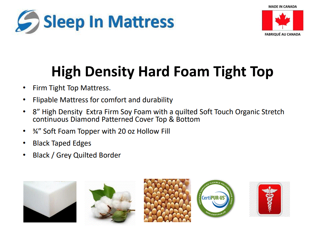 High Density 8" Extra Firm Double Sided Tight Top Hard