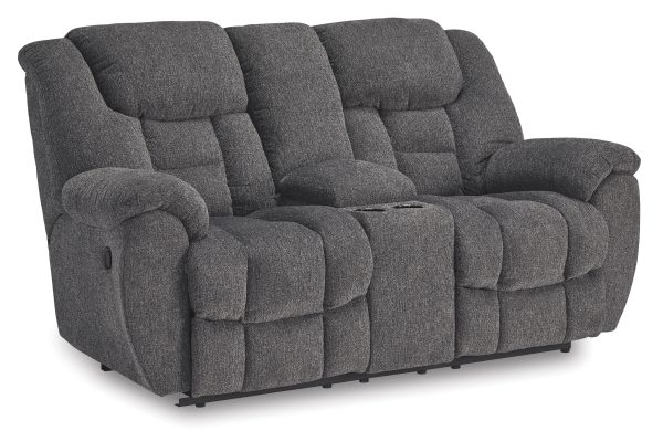 Foreside Charcoal Reclining w/Console Loveseat By Ashley Signature