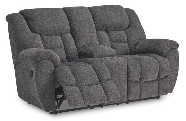 Foreside Charcoal Reclining w/Console Loveseat By Ashley Signature