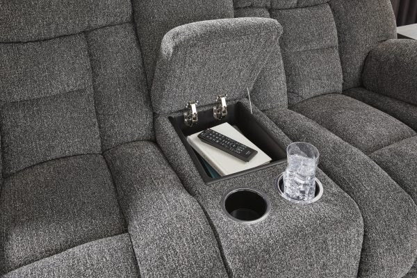 Foreside Charcoal Reclining w/Console Loveseat By Ashley Signature
