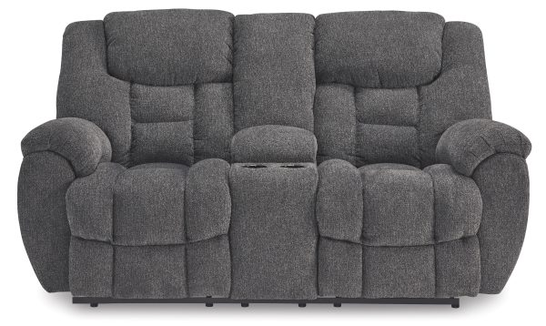 Foreside Charcoal Reclining w/Console Loveseat By Ashley Signature