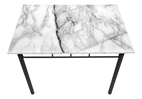 DINING SET - 5PCS SET / WHITE MARBLE TOP / BLACK METAL