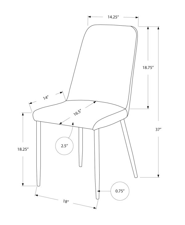DINING CHAIR - 2PCS / 37"H / BLACK LEATHER-LOOK / CHROME
