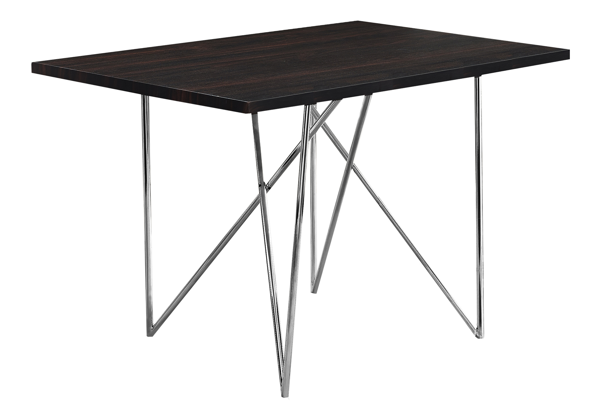 DINING TABLE - 32"X 48" / ESPRESSO / CHROME METAL
