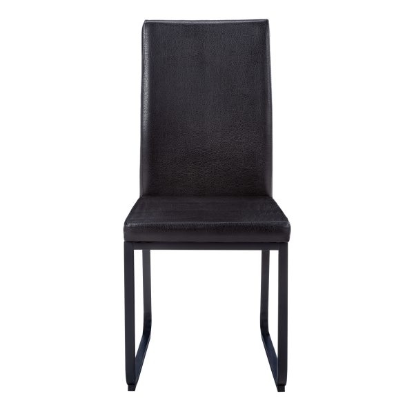 DINING CHAIR - 2PCS / 38"H / BLACK LEATHER-LOOK / BLACK