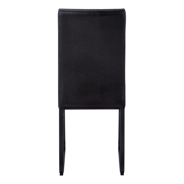 DINING CHAIR - 2PCS / 38"H / BLACK LEATHER-LOOK / BLACK