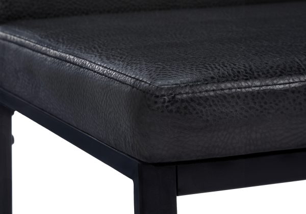 DINING CHAIR - 2PCS / 38"H / BLACK LEATHER-LOOK / BLACK