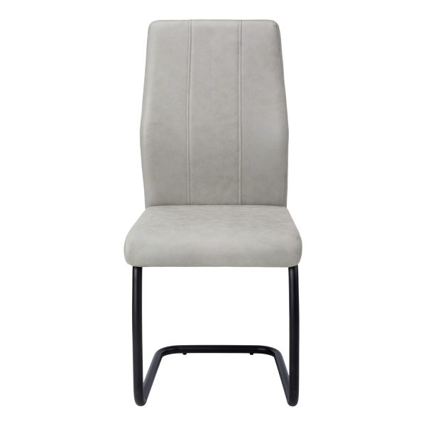 DINING CHAIR - 2PCS / 39"H / GREY FABRIC / BLACK METAL