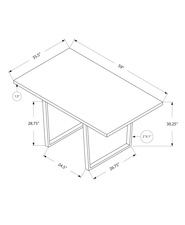 DINING TABLE - 36"X 60" / GREY / CHROME METAL