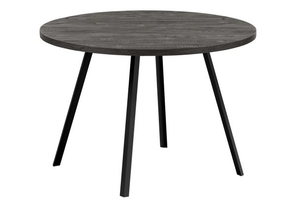 DINING TABLE - 48"DIA/ BLACK RECLAIMED WOOD / BLACK METAL