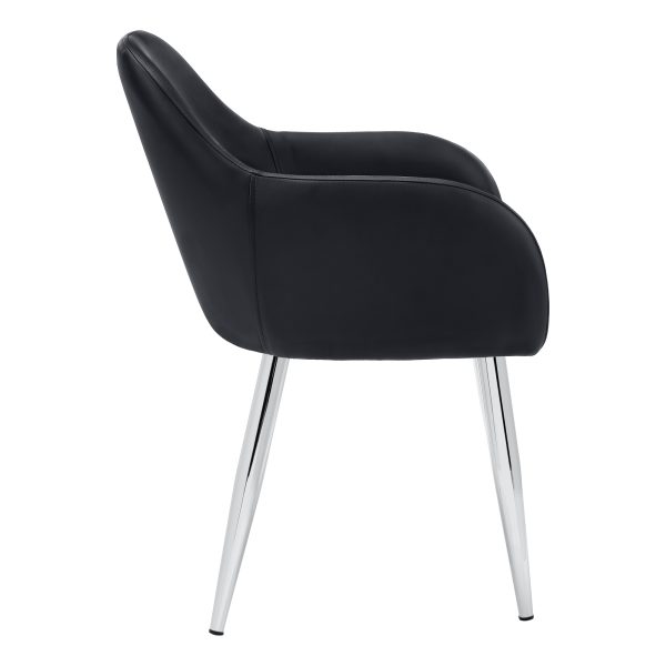 DINING CHAIR - 2PCS / 33"H / BLACK LEATHER-LOOK / CHROME
