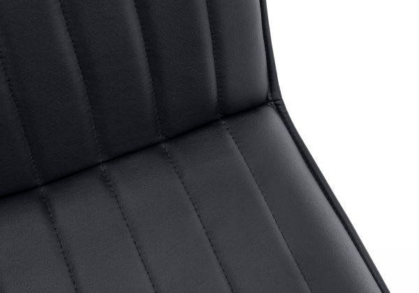 DINING CHAIR - 2PCS / 36"H / BLACK LEATHER-LOOK / CHROME