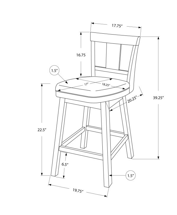 BARSTOOL - 2PCS / 39"H / ESPRESSO / SWIVEL COUNTER HEIGHT