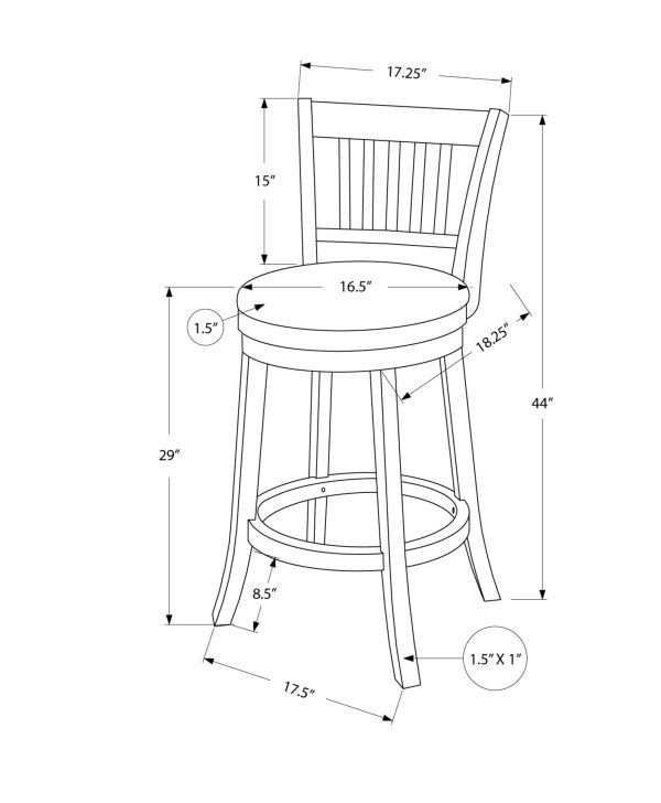 BARSTOOL - 2PCS / 44"H / ESPRESSO / SWIVEL BAR HEIGHT