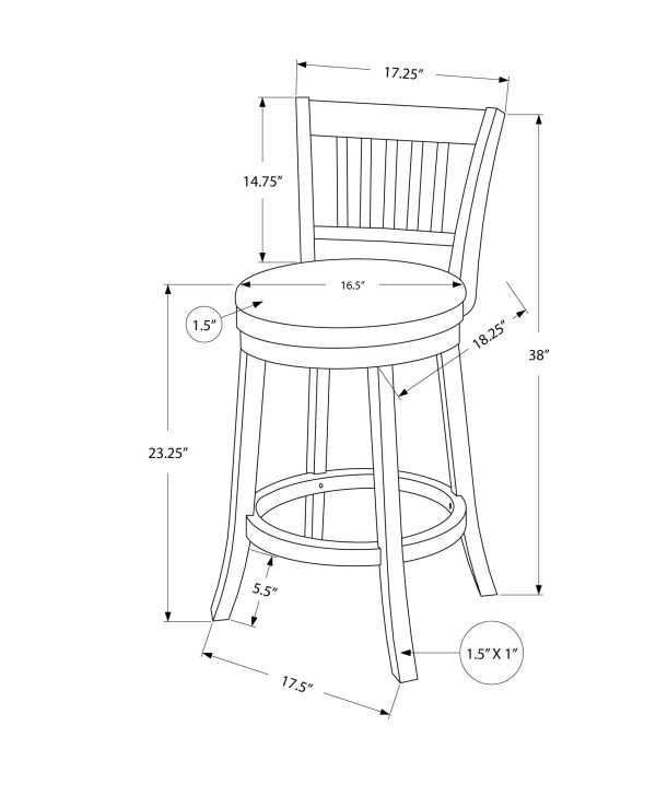 BARSTOOL - 2PCS / 39"H / WHITE / SWIVEL COUNTER HEIGHT