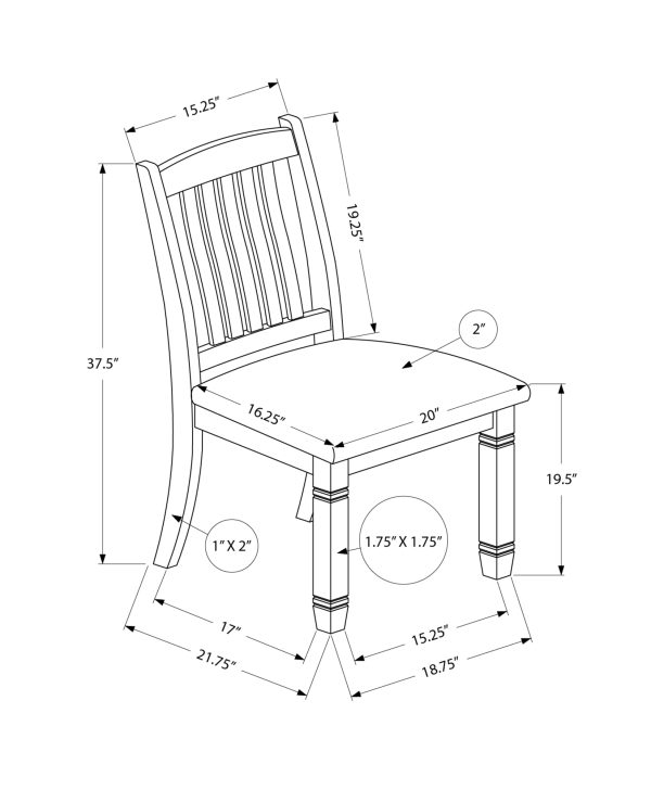 DINING CHAIR - 2PCS / 38"H UPHOLSTERED GREY FABRIC