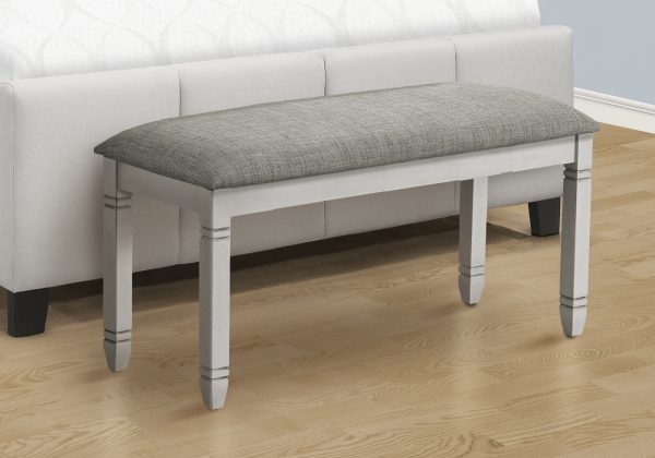 BENCH - 41"L / UPHOLSTERED GREY FABRIC