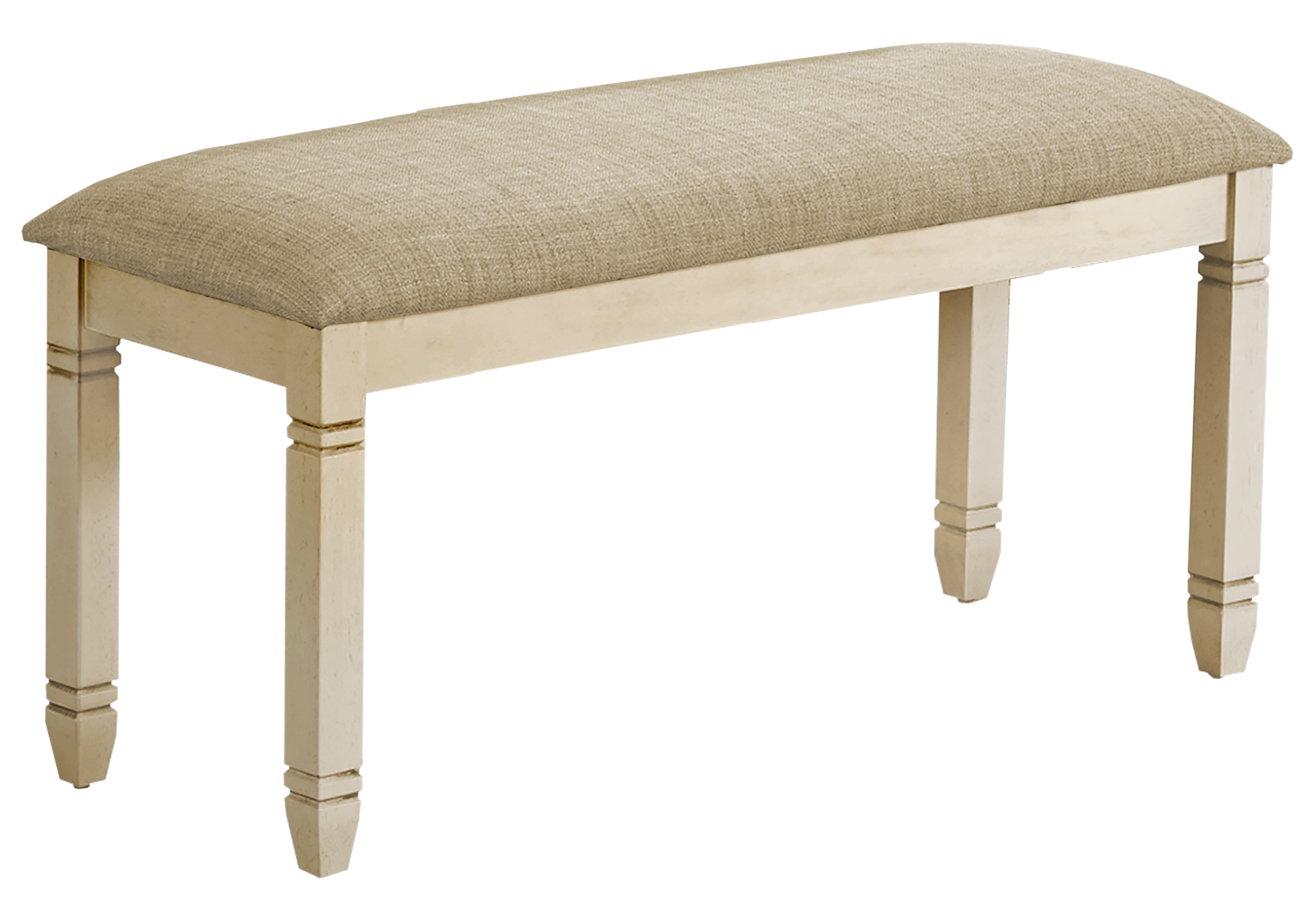 BENCH - 41"L / UPHOLSTERED BEIGE FABRIC