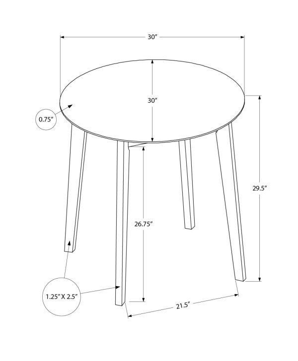 DINING TABLE - 30"DIA / CREAM / OAK VENEER TOP