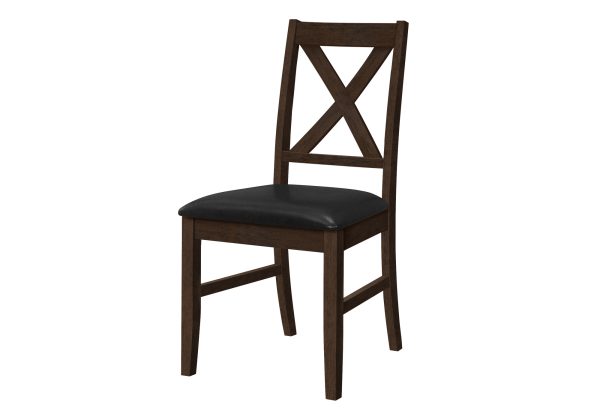 DINING CHAIR - 2PCS / 37"H ESPRESSO / BLACK PU SEAT