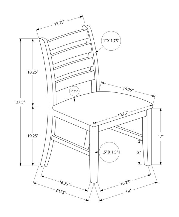 DINING CHAIR - 2PCS / 38"H UPHOLSTERED DARK GREY FABRIC