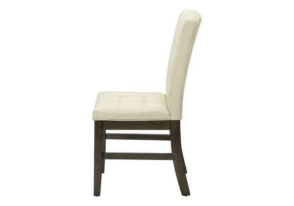 DINING CHAIR - 2PCS / 37"H GREY / CREAM FABRIC SEAT