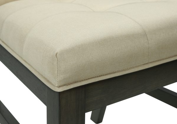 DINING CHAIR - 2PCS / 37"H GREY / CREAM FABRIC SEAT