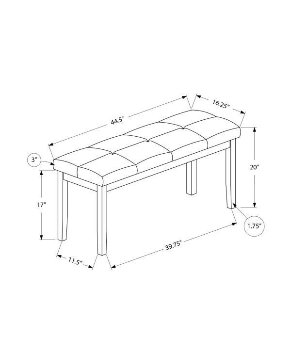 BENCH - 44"L / GREY / CREAM FABRIC SEAT