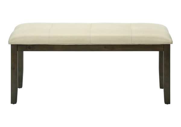 BENCH - 44"L / GREY / CREAM FABRIC SEAT