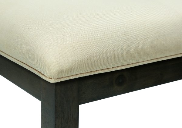 BENCH - 44"L / GREY / CREAM FABRIC SEAT