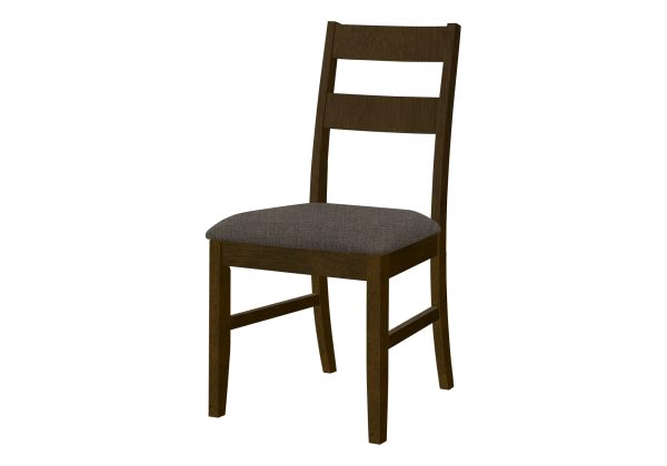 DINING CHAIR - 2PCS / 37"H BROWN WALNUT / BROWN FABRIC