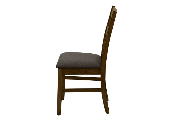 DINING CHAIR - 2PCS / 37"H BROWN WALNUT / BROWN FABRIC