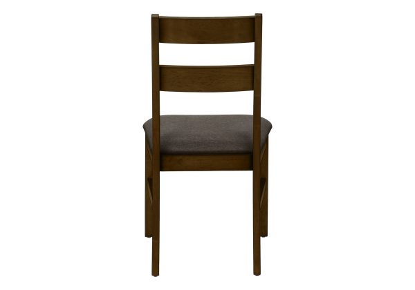 DINING CHAIR - 2PCS / 37"H BROWN WALNUT / BROWN FABRIC