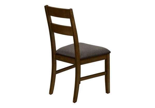 DINING CHAIR - 2PCS / 37"H BROWN WALNUT / BROWN FABRIC
