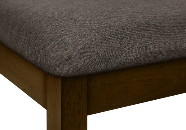 DINING CHAIR - 2PCS / 37"H BROWN WALNUT / BROWN FABRIC