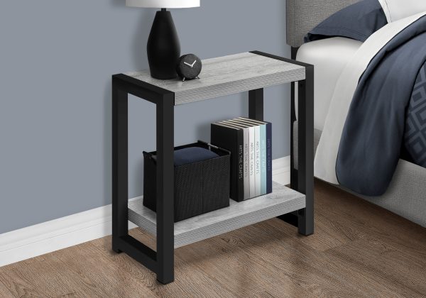 ACCENT TABLE - 22"H / GREY / BLACK METAL
