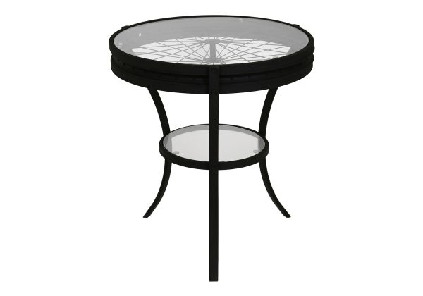 ACCENT TABLE - 22"DIA / BLACK WITH TEMPERED GLASS