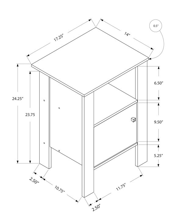 ACCENT TABLE - DARK WALNUT NIGHT STAND WITH STORAGE