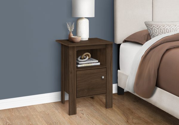 ACCENT TABLE - DARK WALNUT NIGHT STAND WITH STORAGE