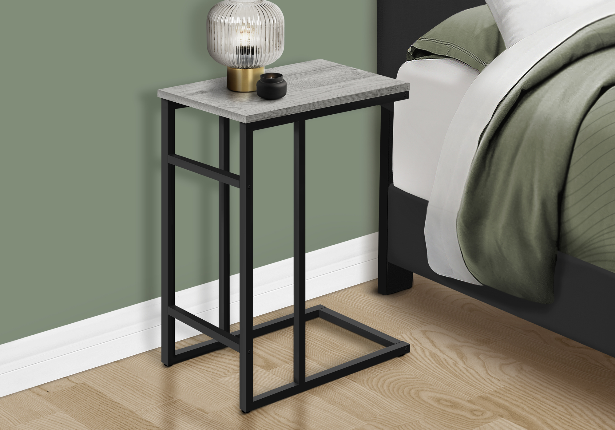 ACCENT TABLE - 24"H / GREY / BLACK METAL