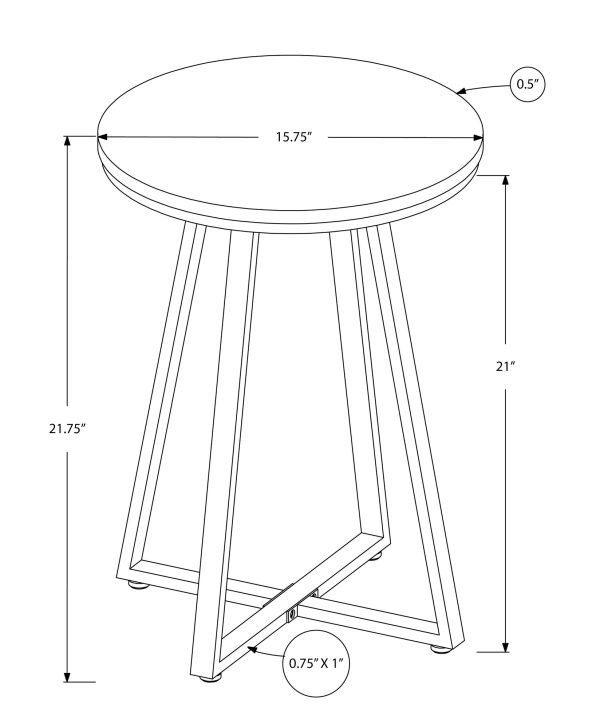 ACCENT TABLE - 22"H / GREY / BLACK METAL