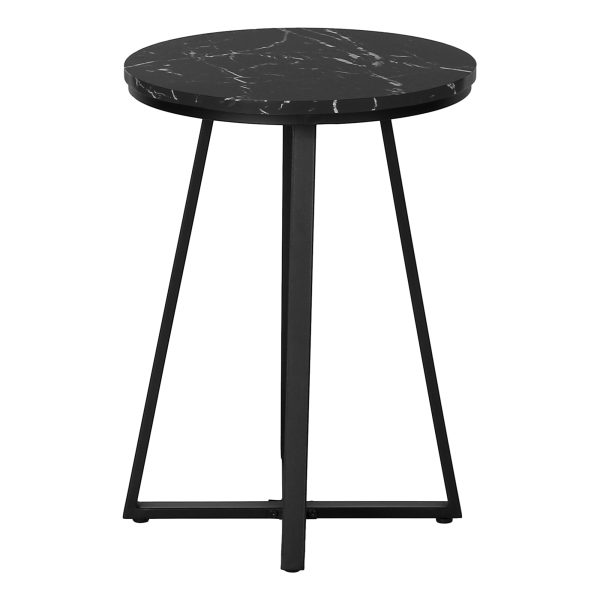 ACCENT TABLE - 22"H / BLACK MARBLE / BLACK METAL