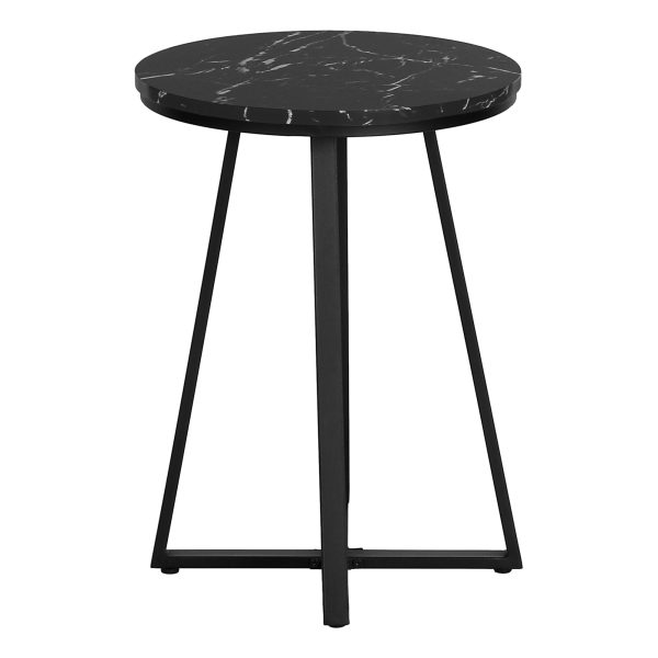 ACCENT TABLE - 22"H / BLACK MARBLE / BLACK METAL