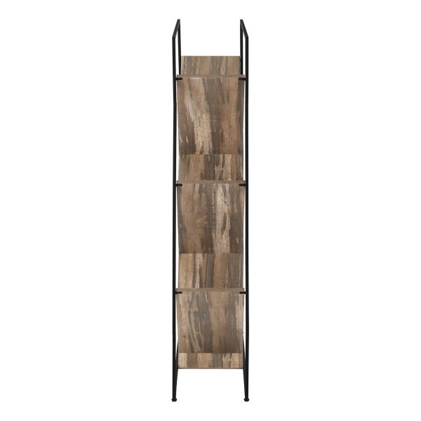 BOOKCASE - 60"H / BROWN RECLAIMED WOOD-LOOK / BLACK METAL