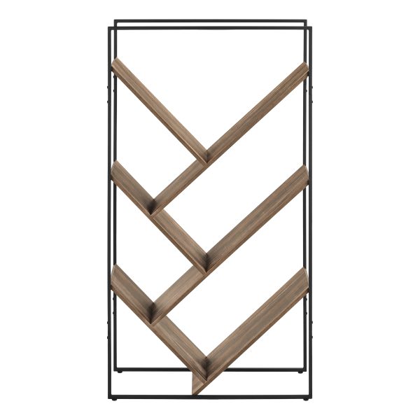 BOOKCASE - 60"H / BROWN RECLAIMED WOOD-LOOK / BLACK METAL