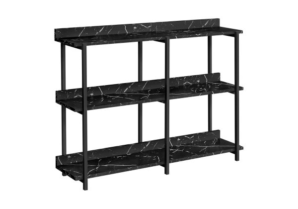 ACCENT TABLE - 48"L / BLACK MARBLE / BLACK METAL CONSOLE