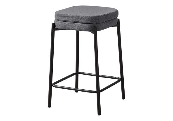 BARSTOOL - 2PCS / GREY FABRIC/ BLACK METAL COUNTER HEIGHT