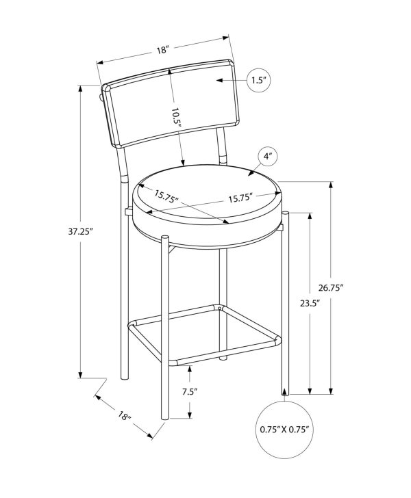 BARSTOOL - 2PCS/ 37"H/ BLACK / BLACK METAL COUNTER HEIGHT